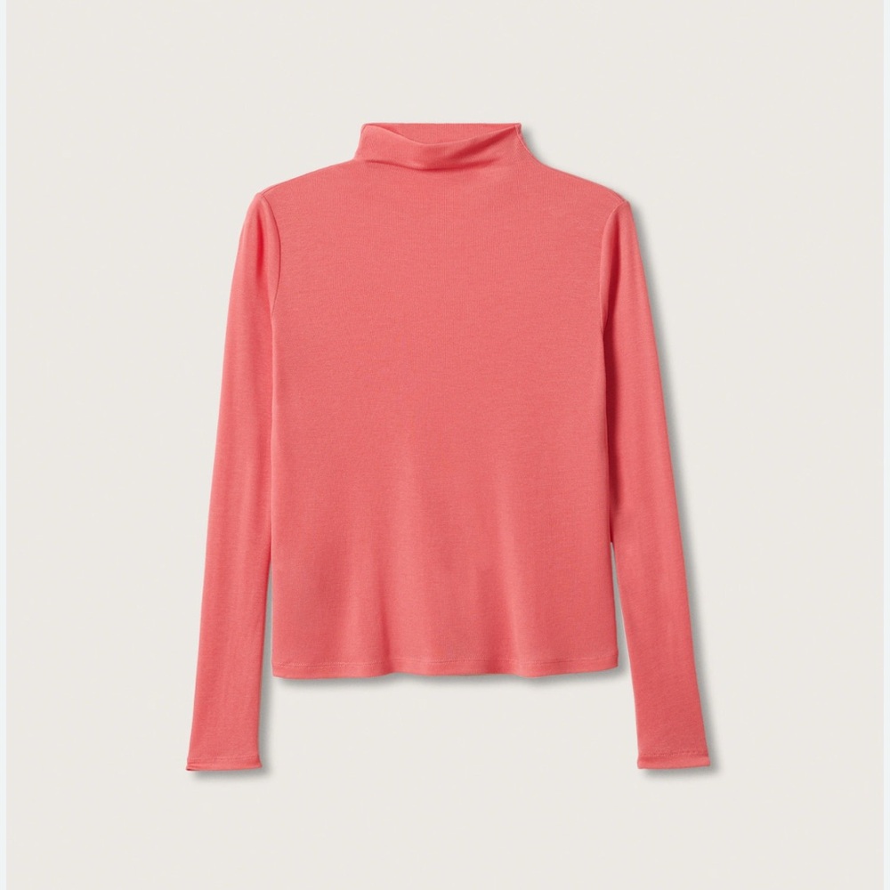 Baby pink Turtleneck Long Sleeve Top